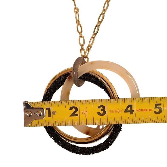 Fashion Jewelry Womens Tri Color Interlinked Circle Pendant Gold Chain Necklace - Picture 6 of 12